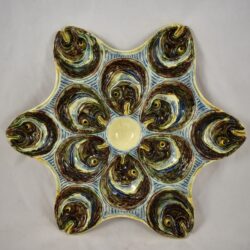 Barbotine Palissy Majolica Fish Head Star Oyster Plate - SOLD